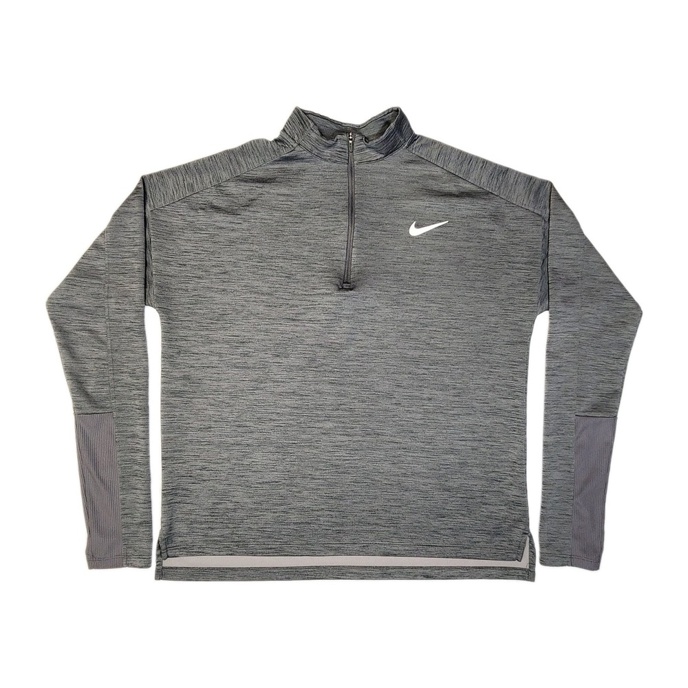 Nike Running Dri-FIT Women's M Gray 1/4 Zip Pullover Jacket Thumbholes 928613